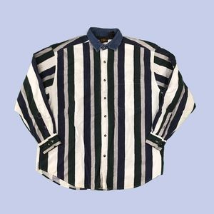 Vintage denim collar striped button down